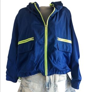 Anthropologie BELLE VERE Cropped Windbreaker  Jacket  Boxy Blue Size Med…